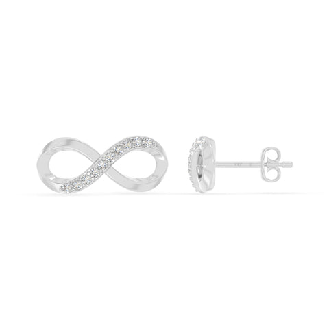 moissanite infinity stud earrings in sterling silver 