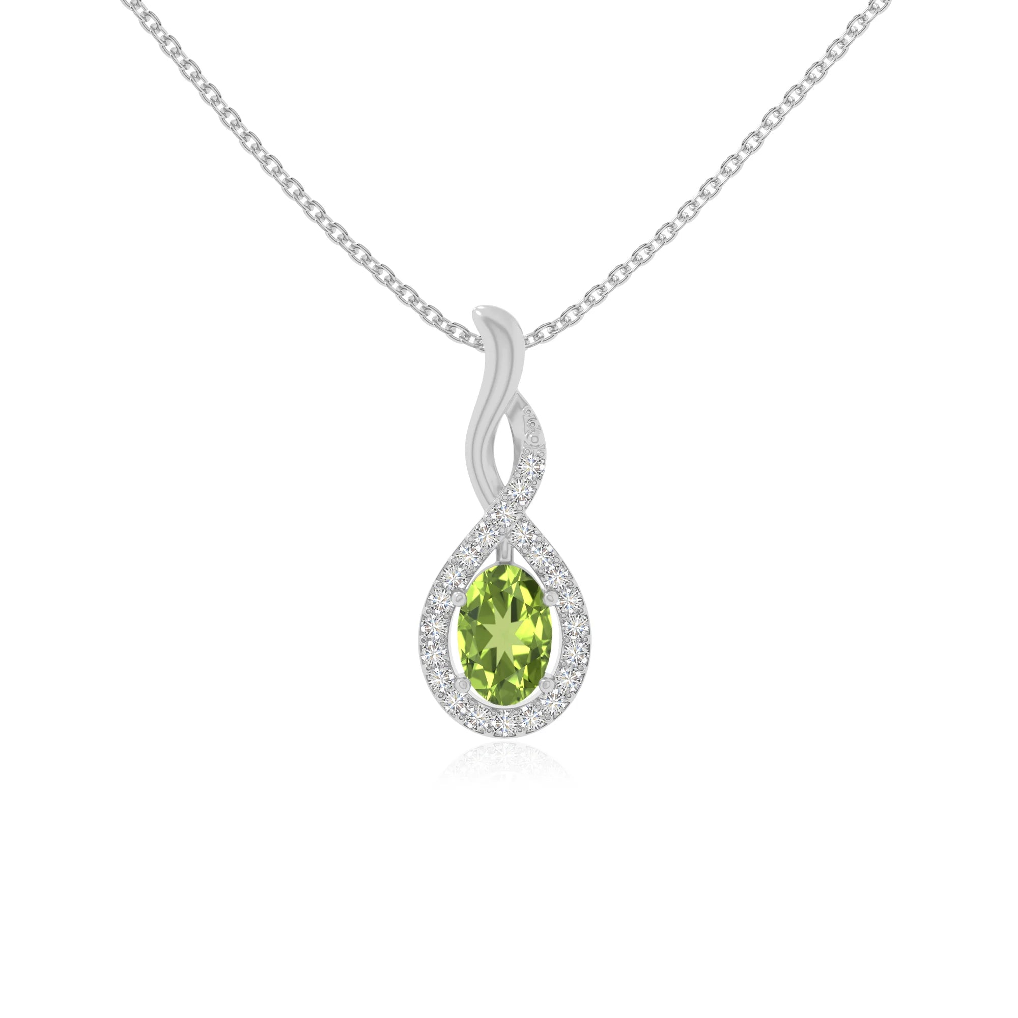 peridot infinity necklaces in sterling silver 