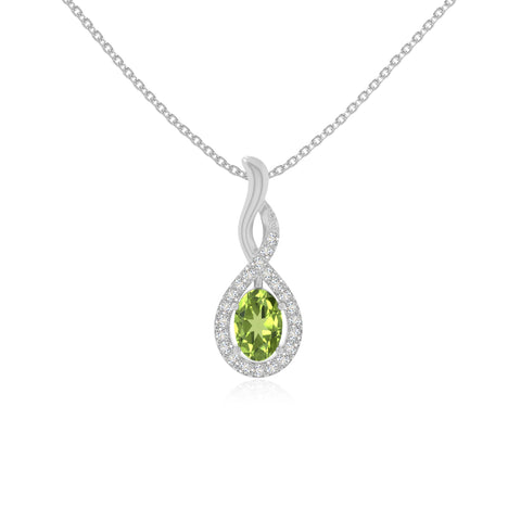 peridot infinity necklaces in sterling silver 