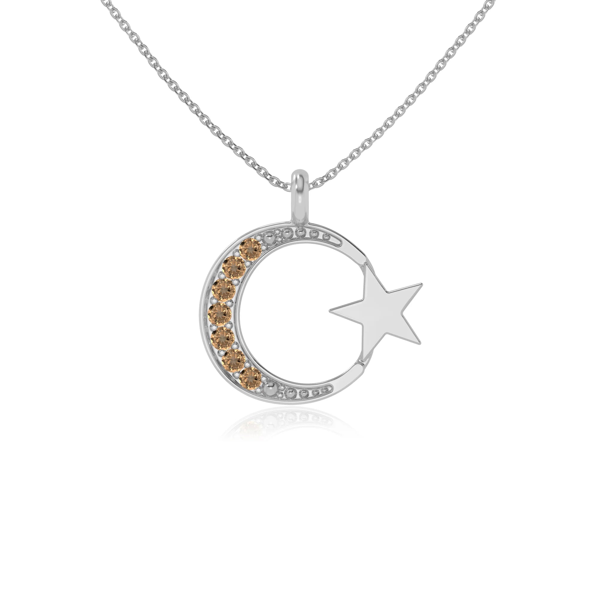 natural citrine moon & star necklaces in sterling silver 