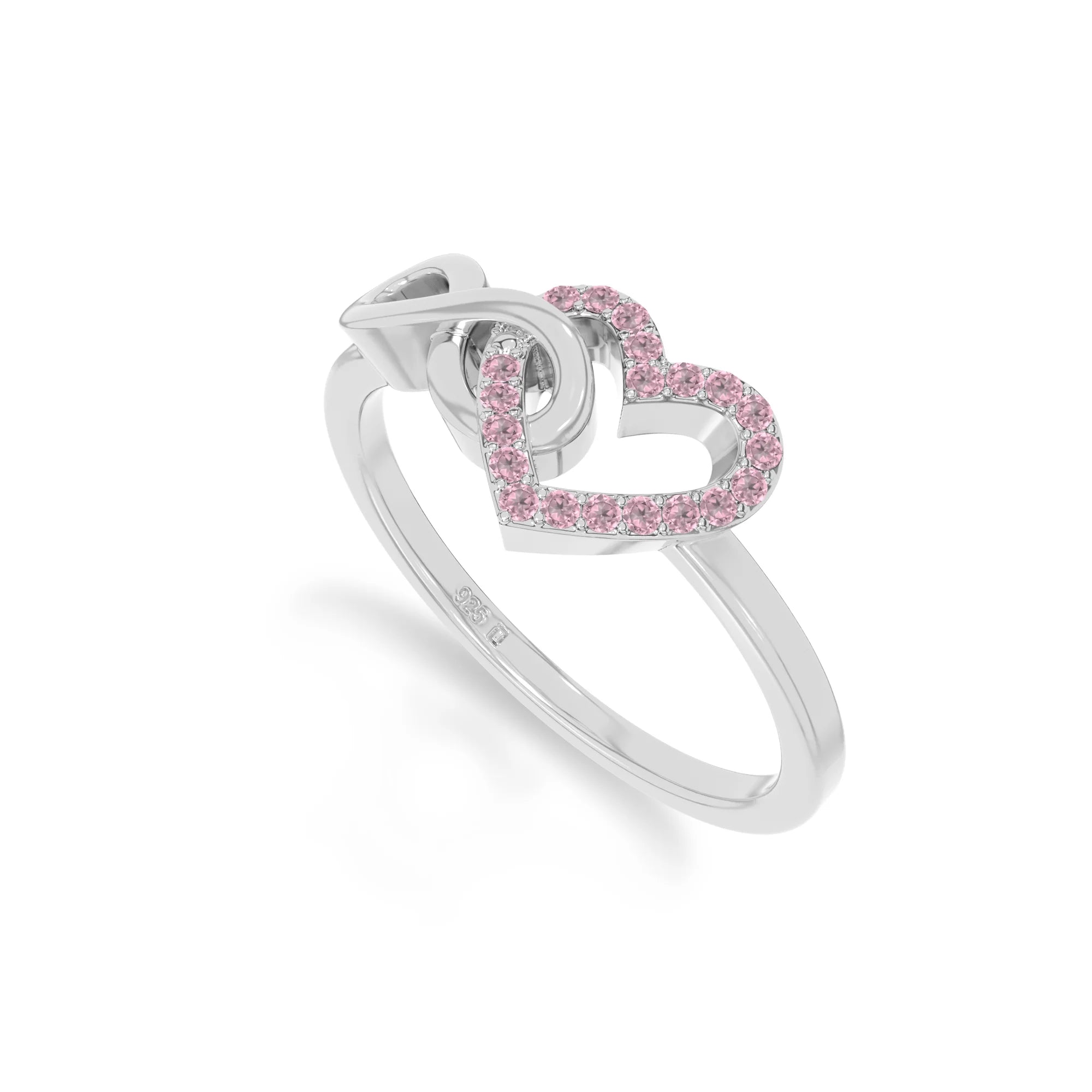 natural pink tourmaline infinity heart promise rings in sterling silver 