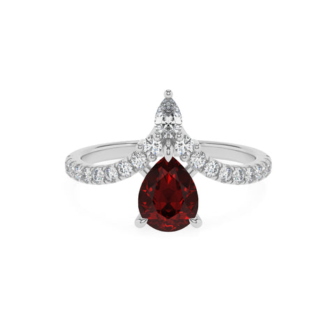 natural garnet pear solitaire engagement ring