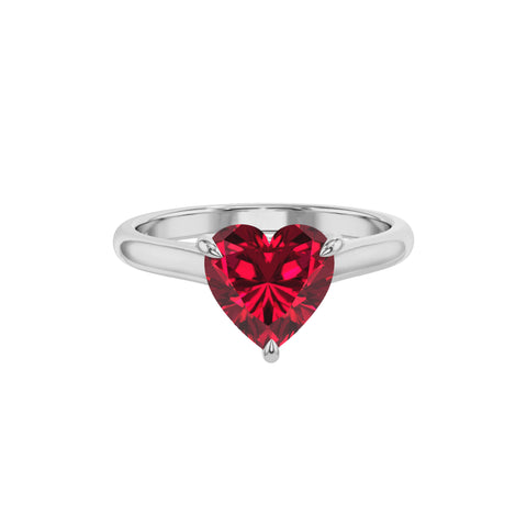 lab grown ruby heart solitaire engagement ring