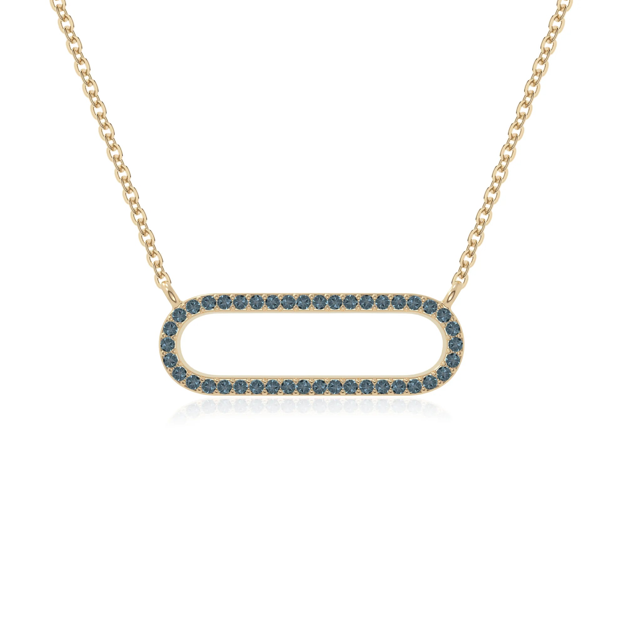 natural london-blue-topaz oval paperclip necklaces in yellow gold vermeil 