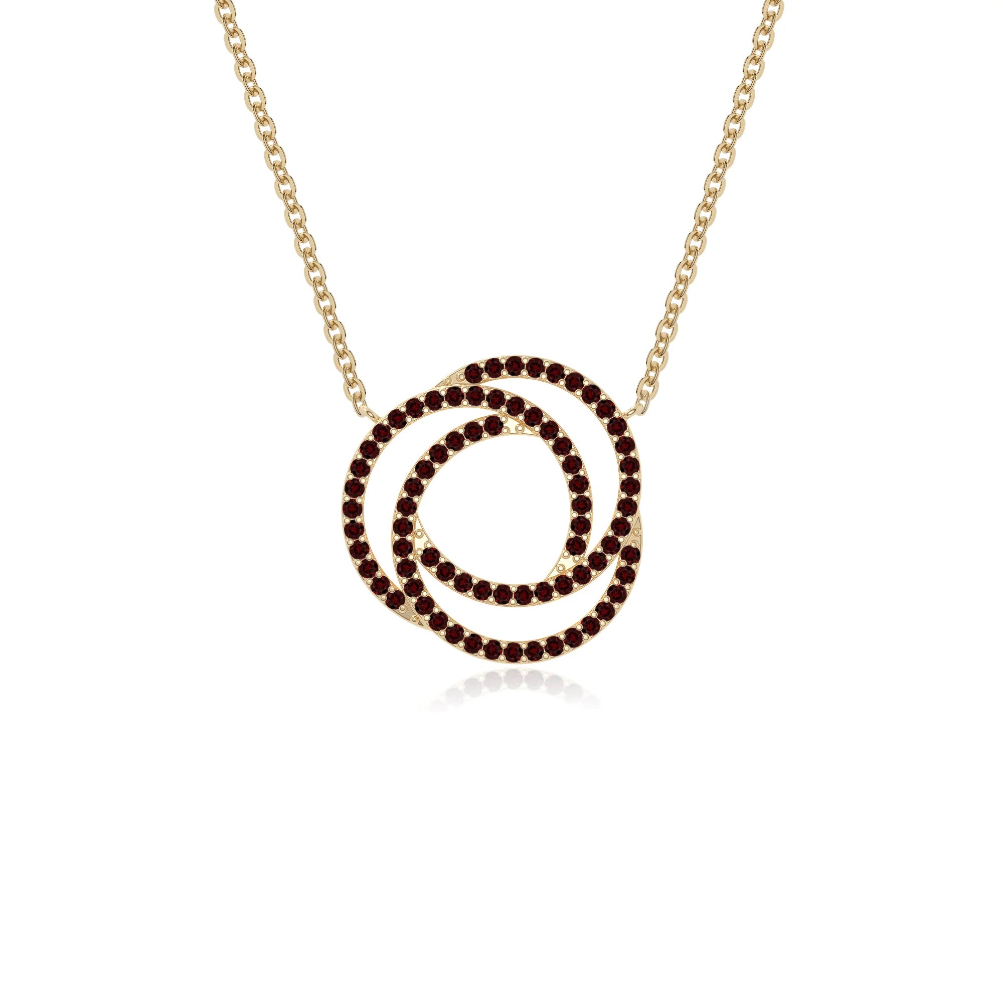 natural garnet infinity love knot necklaces in yellow gold vermeil 