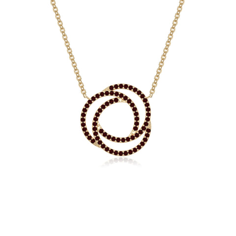 natural garnet infinity love knot necklaces in yellow gold vermeil 