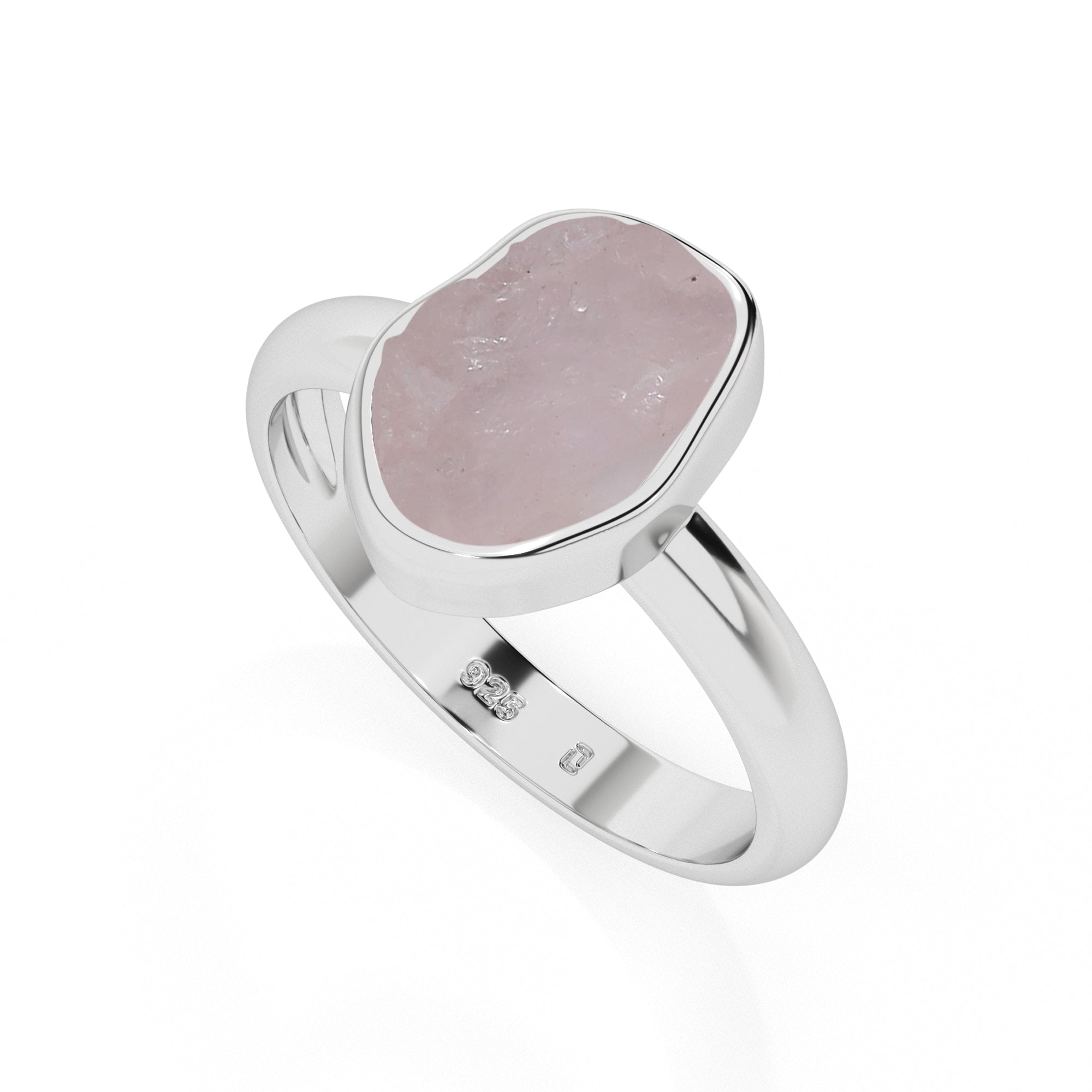 morganite rough shape stackable bezel-set ring