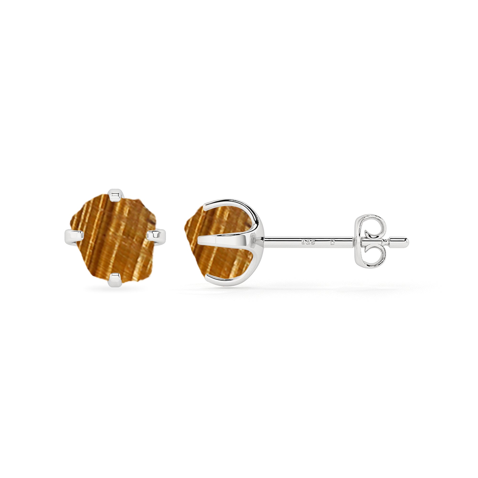 natural tiger eye rough shape stud earrings