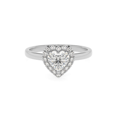 lab-grown moissanite heart halo solitaire engagement ring