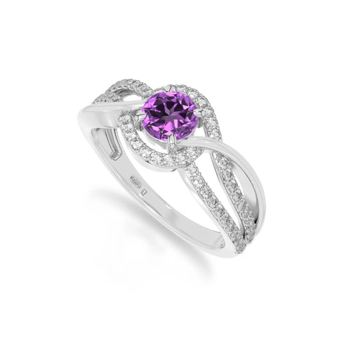 natural amethyst solitaire engagement rings in sterling silver 