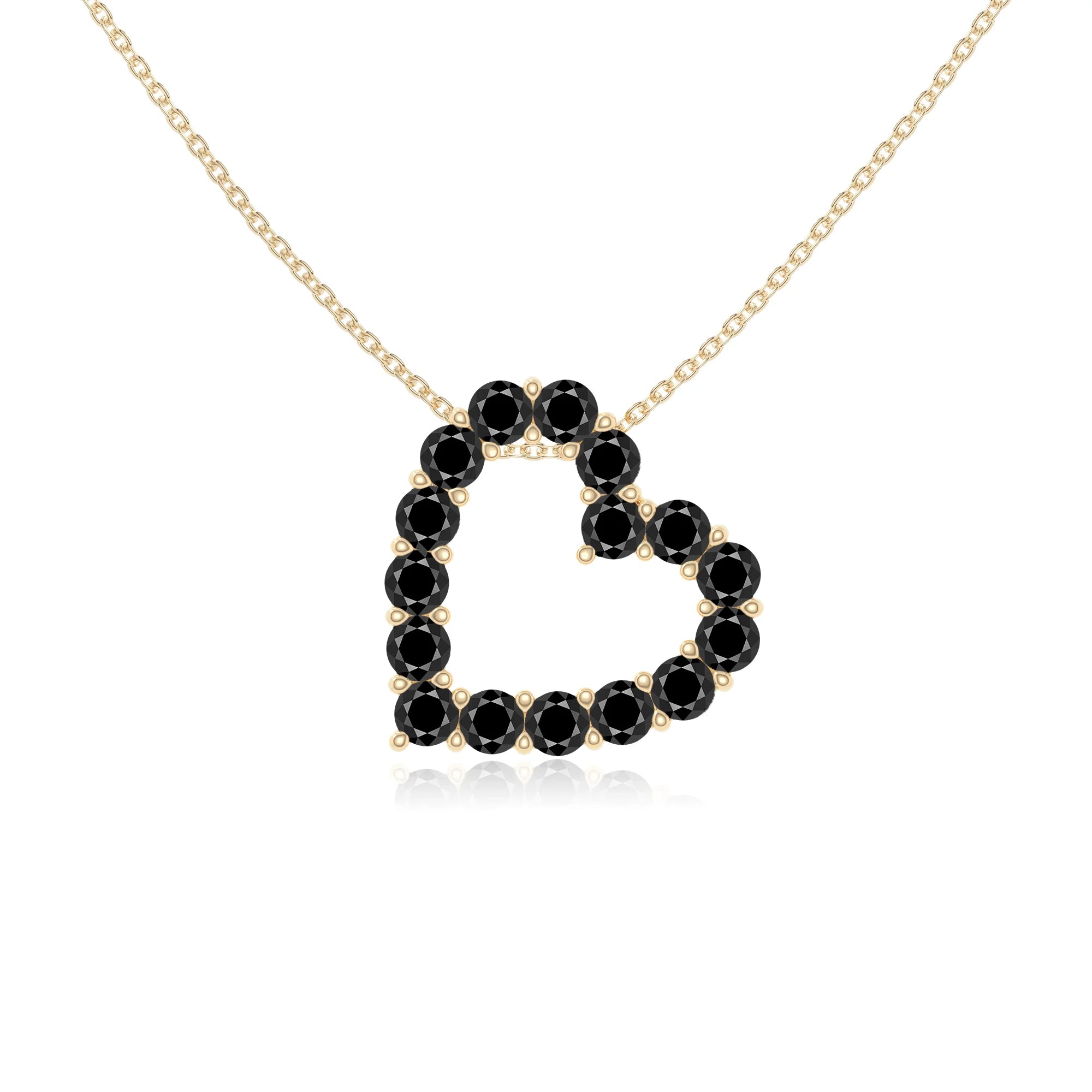 natural black-onyx heart necklaces in yellow gold vermeil 