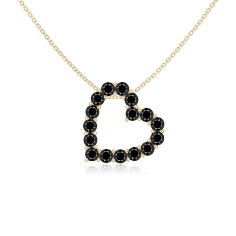 natural black-onyx heart necklaces in yellow gold vermeil 