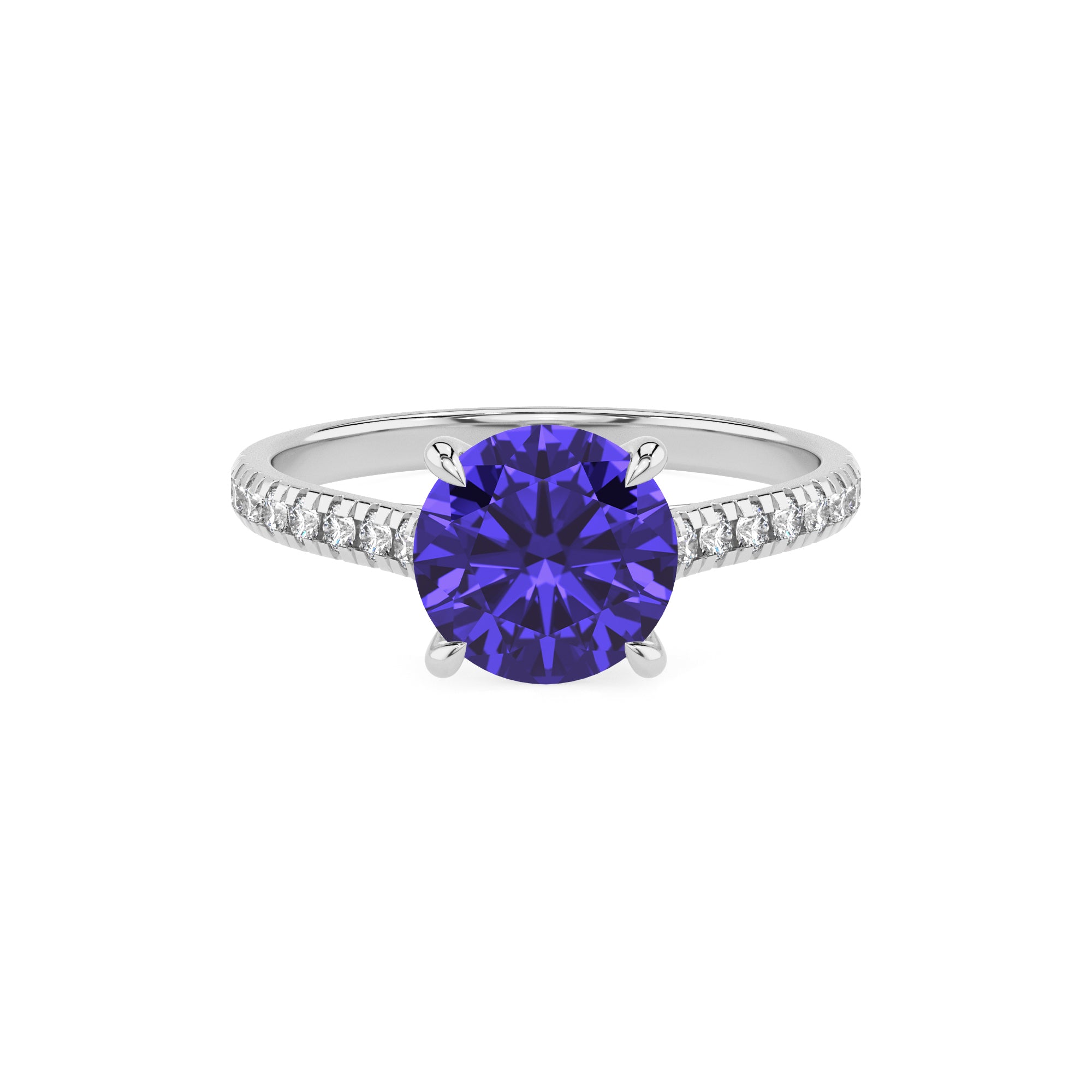 lab-grown tanzanite round half eterity solitaire engagement ring