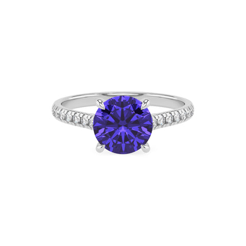 lab-grown tanzanite round half eterity solitaire engagement ring