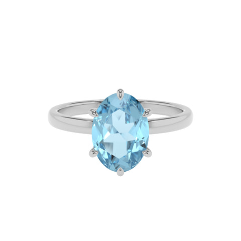 lab grown aquamarine oval solitaire engagement ring