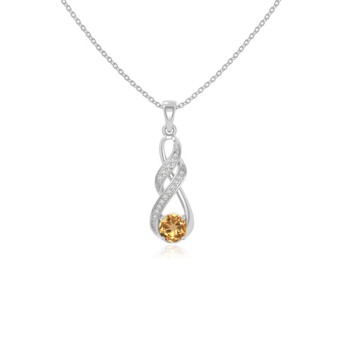 natural citrine infinity necklaces in sterling silver 