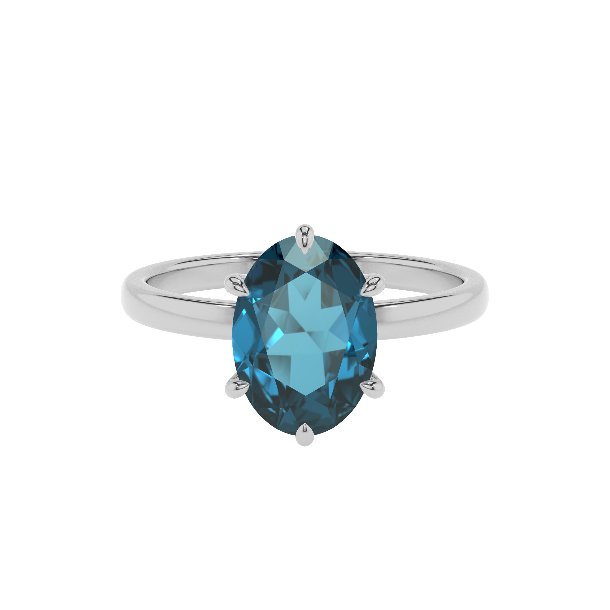 natural london blue topaz oval solitaire engagement ring