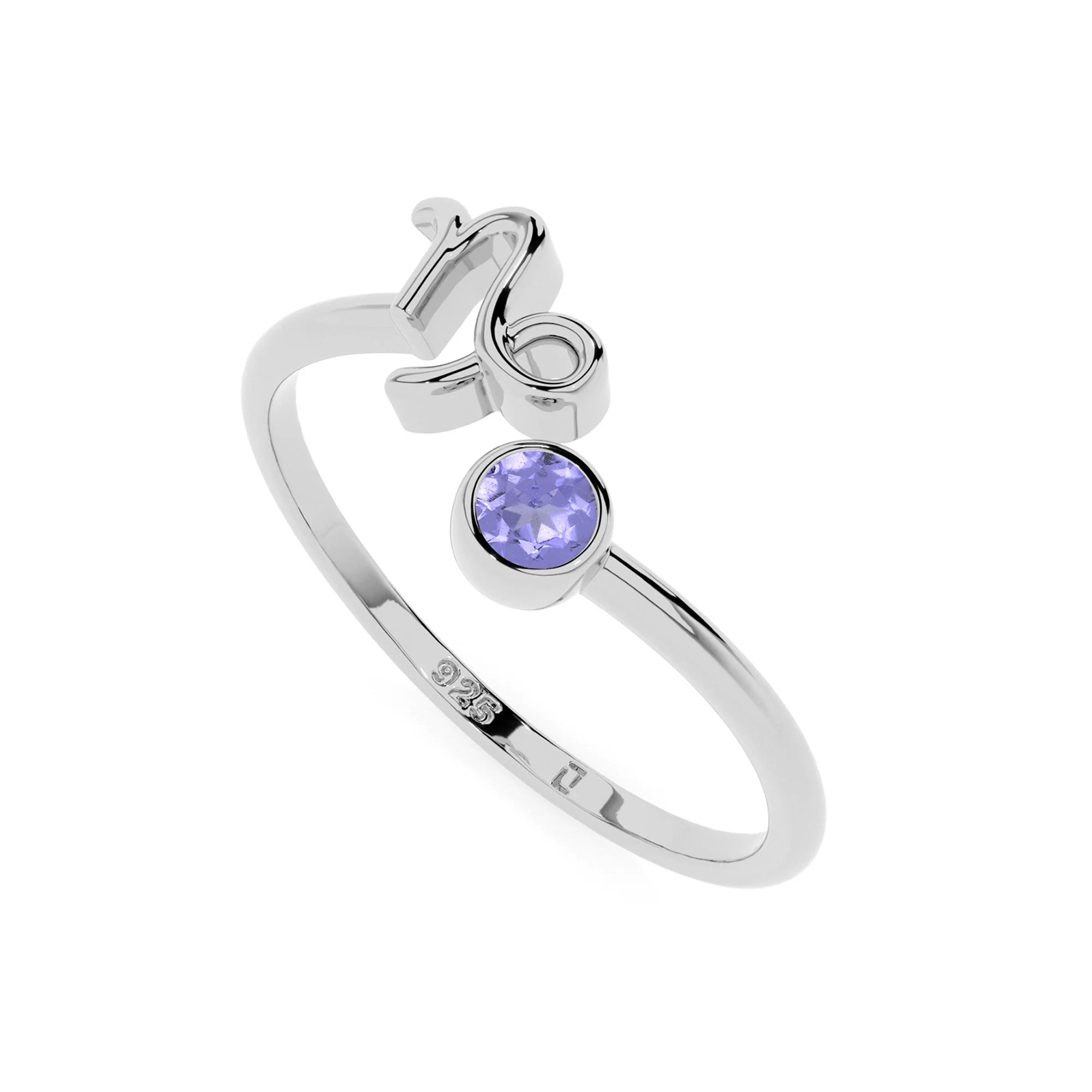 capricorn zodiac ring with natural tanzanite