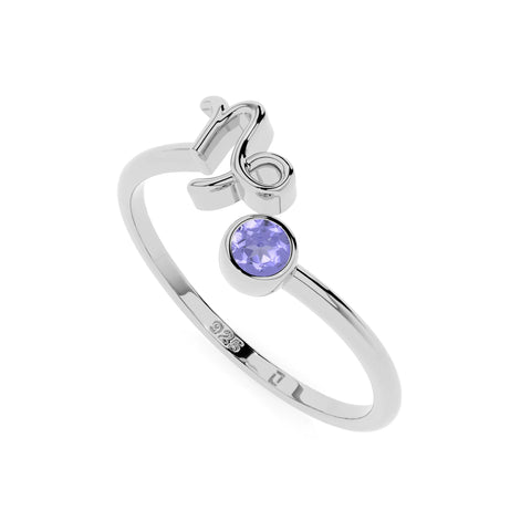 capricorn zodiac ring with natural tanzanite