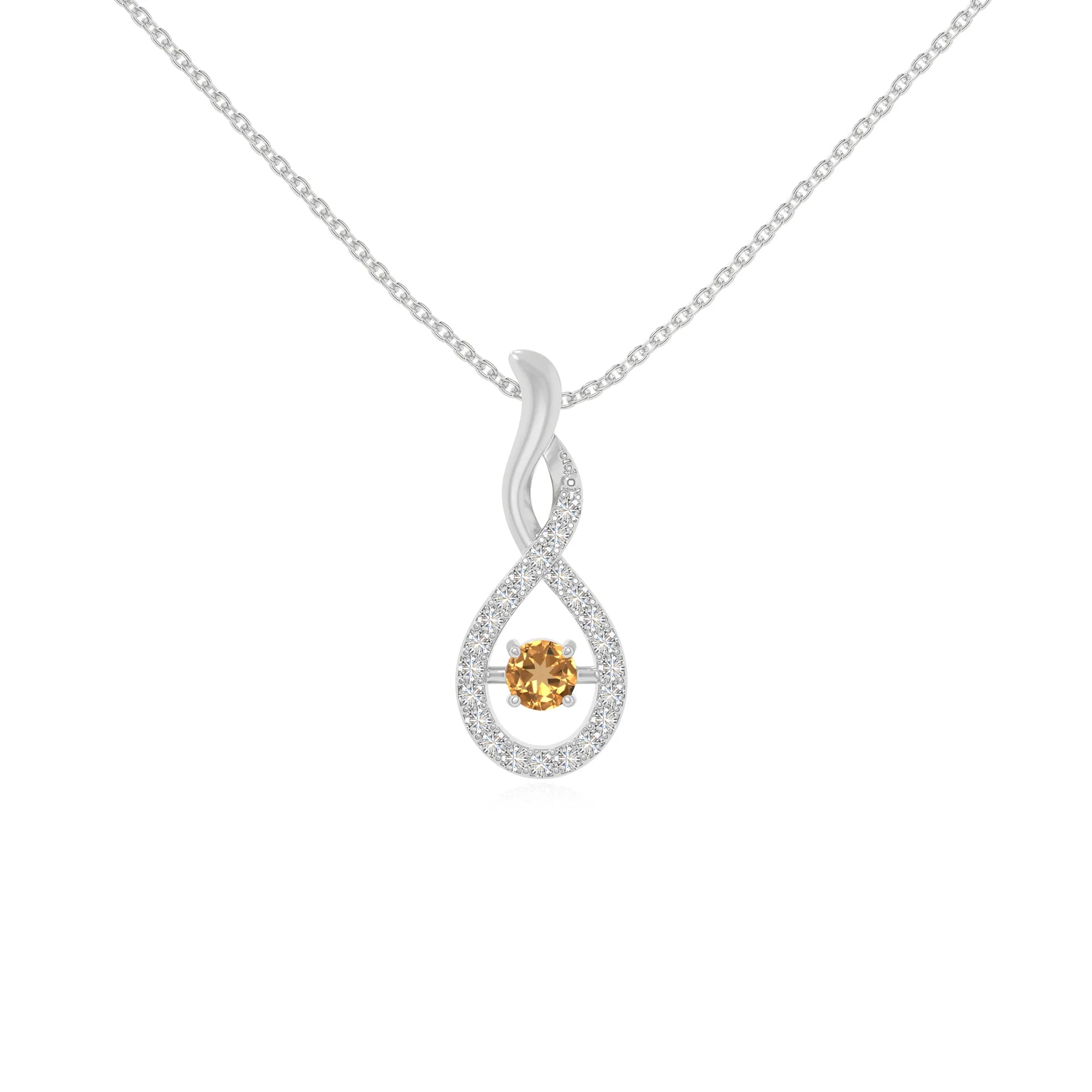natural citrine infinity necklaces in sterling silver 