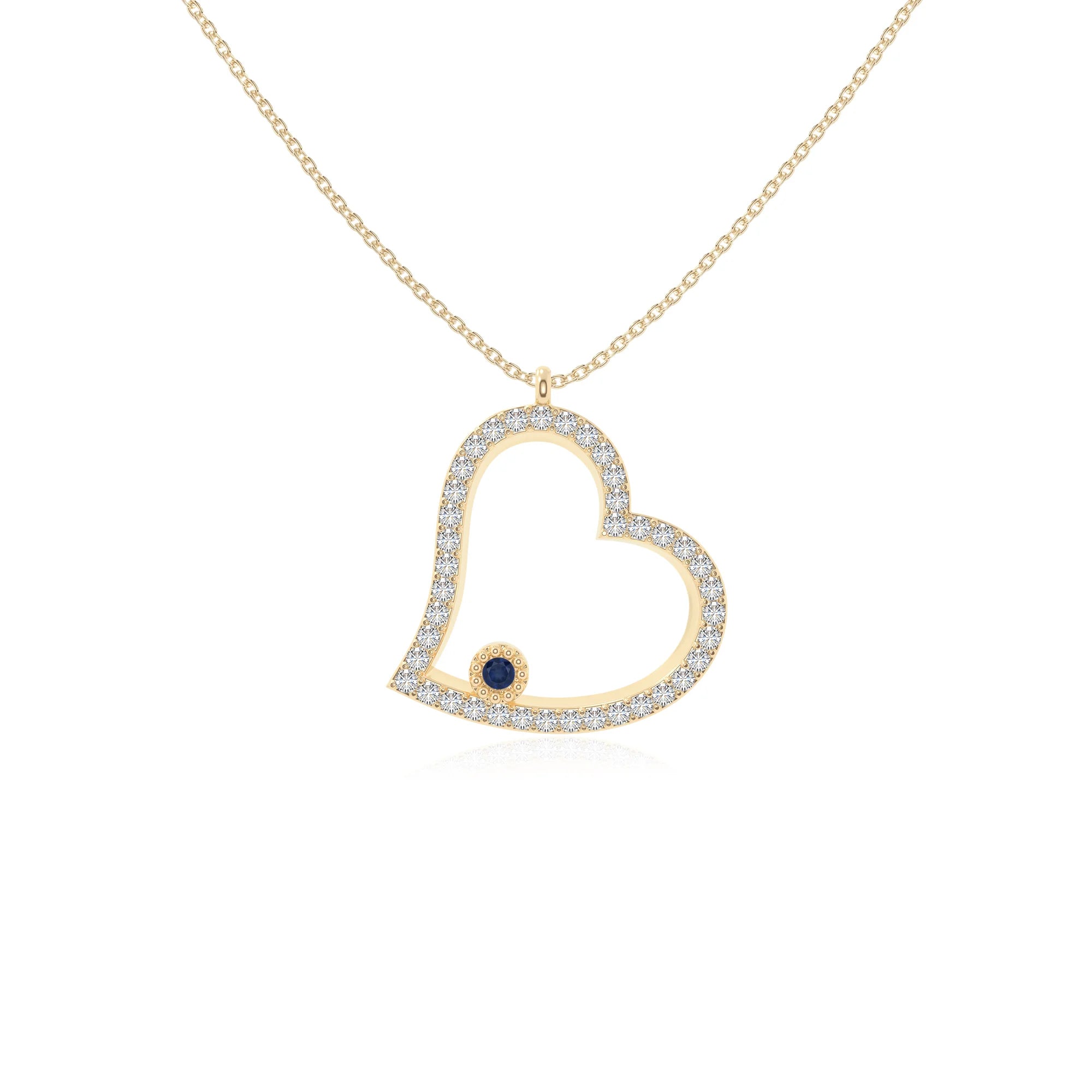 natural blue-sapphire heart necklaces in yellow gold vermeil 