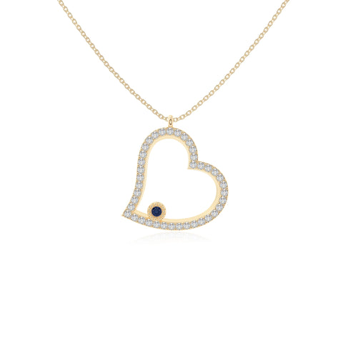 natural blue-sapphire heart necklaces in yellow gold vermeil 