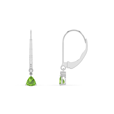 natural peridot trillion dangle earrings with moissanite 