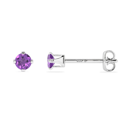 natural amethyst round shape stud earrings