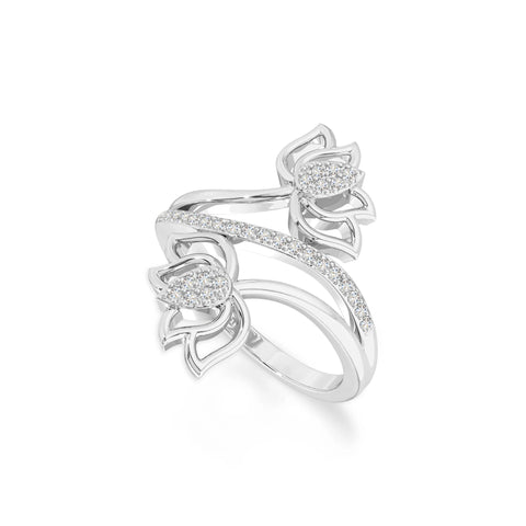 natural moissanite lotus blossom rings in sterling silver 