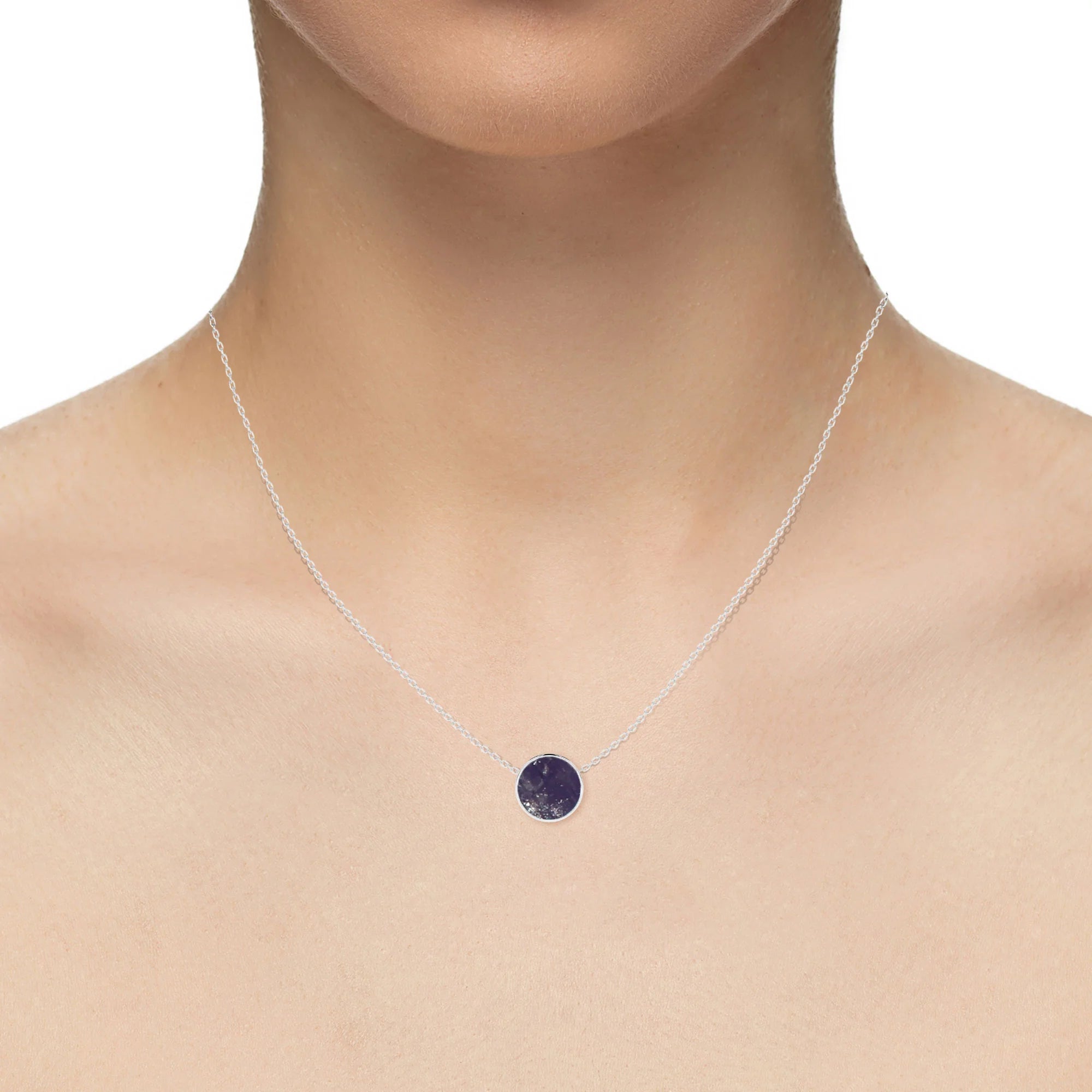natural purple-moonstone round shape pendant necklace