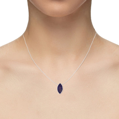 natural purple-moonstone marquise shape pendant necklace