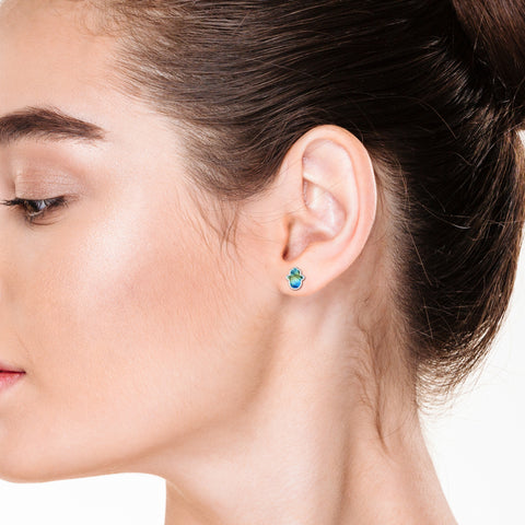 natural labradorite ahimsa shape stud earrings