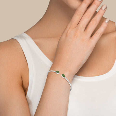 natural emerald rough shape twister bracelet