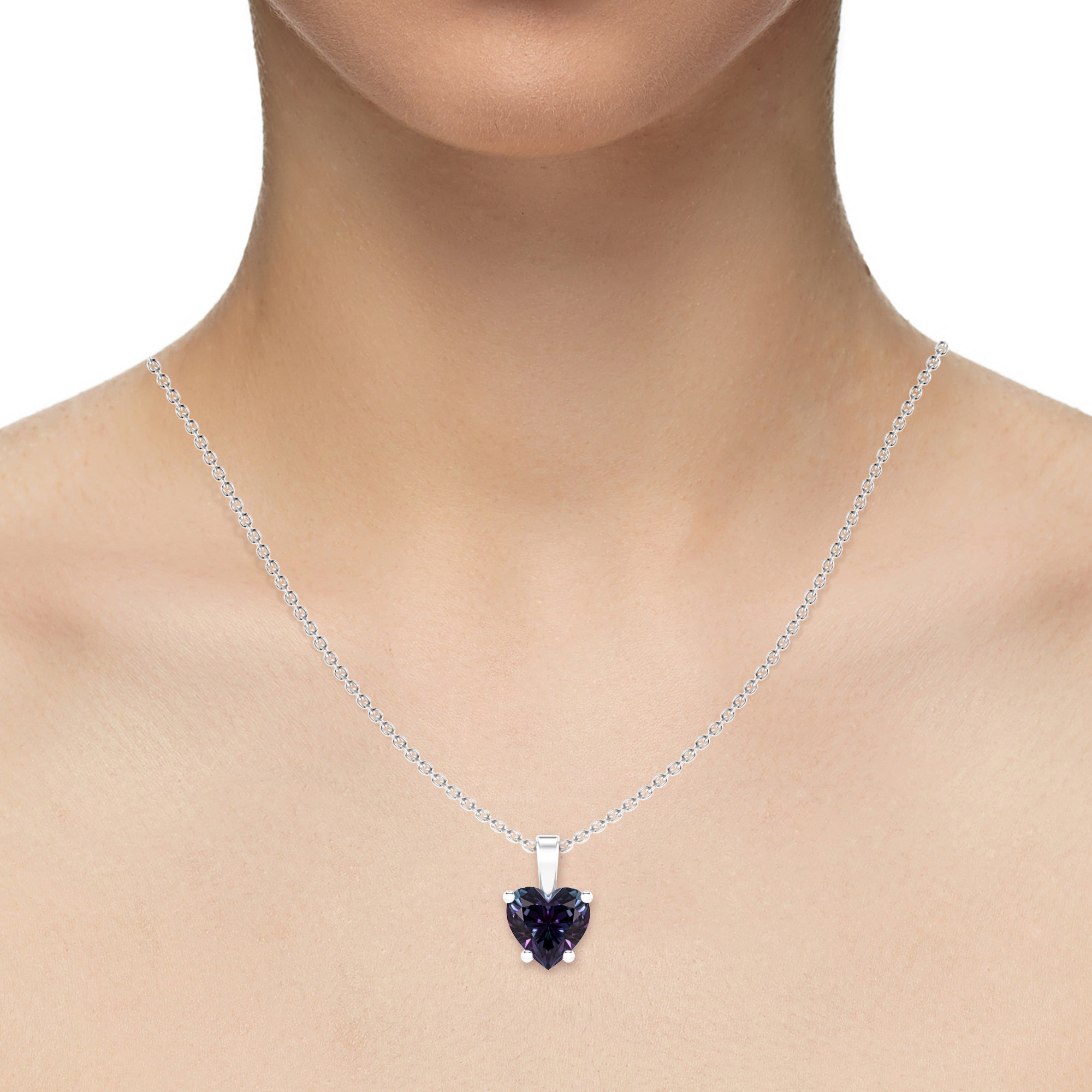 lab grown alexandrite heart shape solitaire pendant necklace