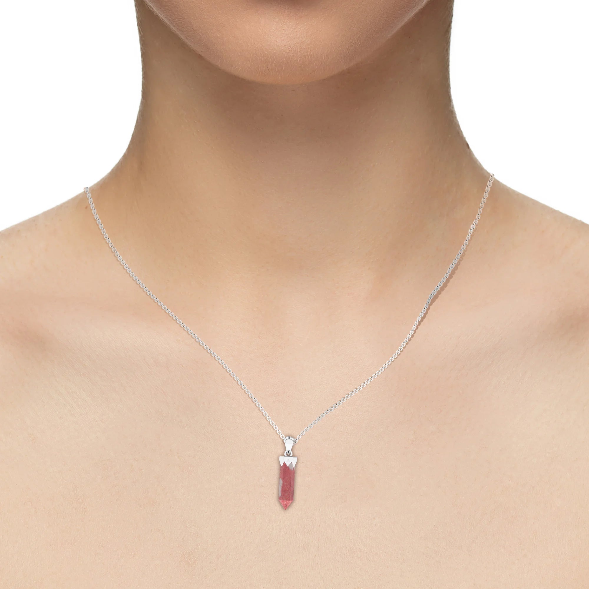 natural thulite hexagon shape pendant necklace