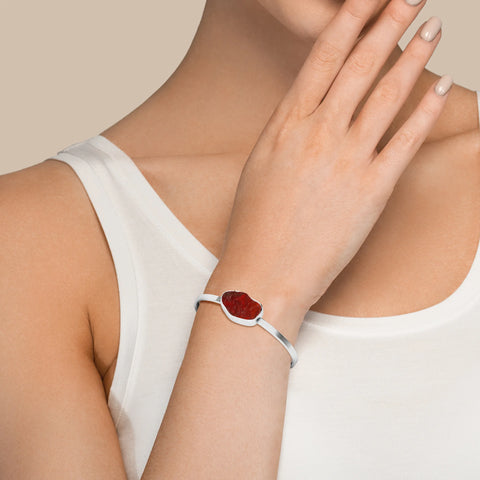 natural red-garnet rough shape twister bracelet