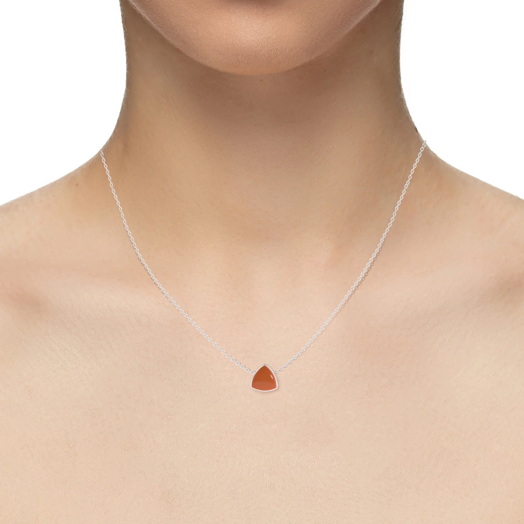 natural carnelian trillion shape pendant necklace