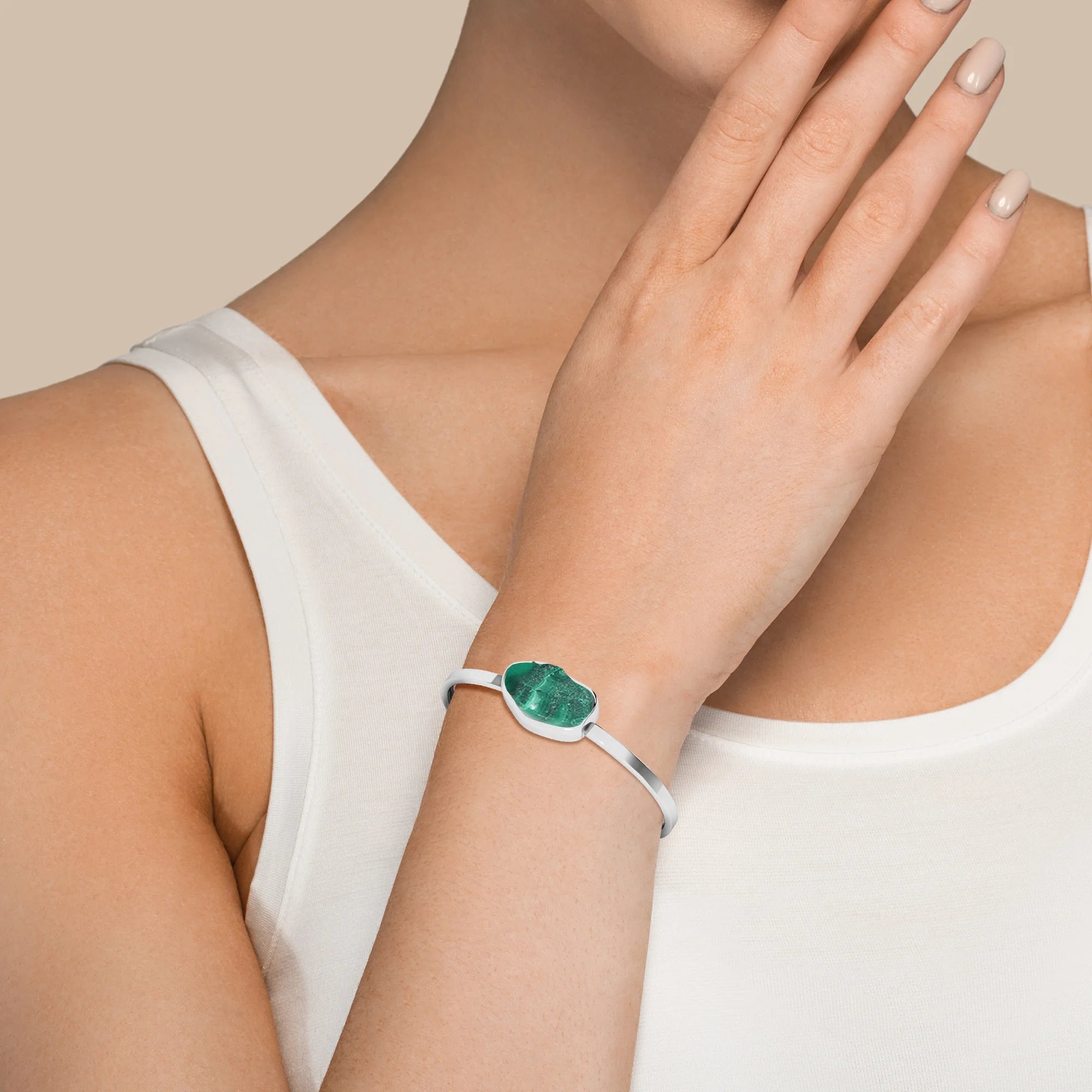 natural malachite rough shape twister bracelet