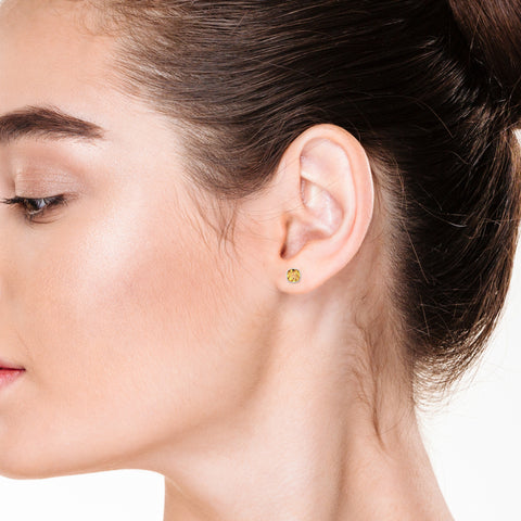 lab grown citrine cushion stud earrings 