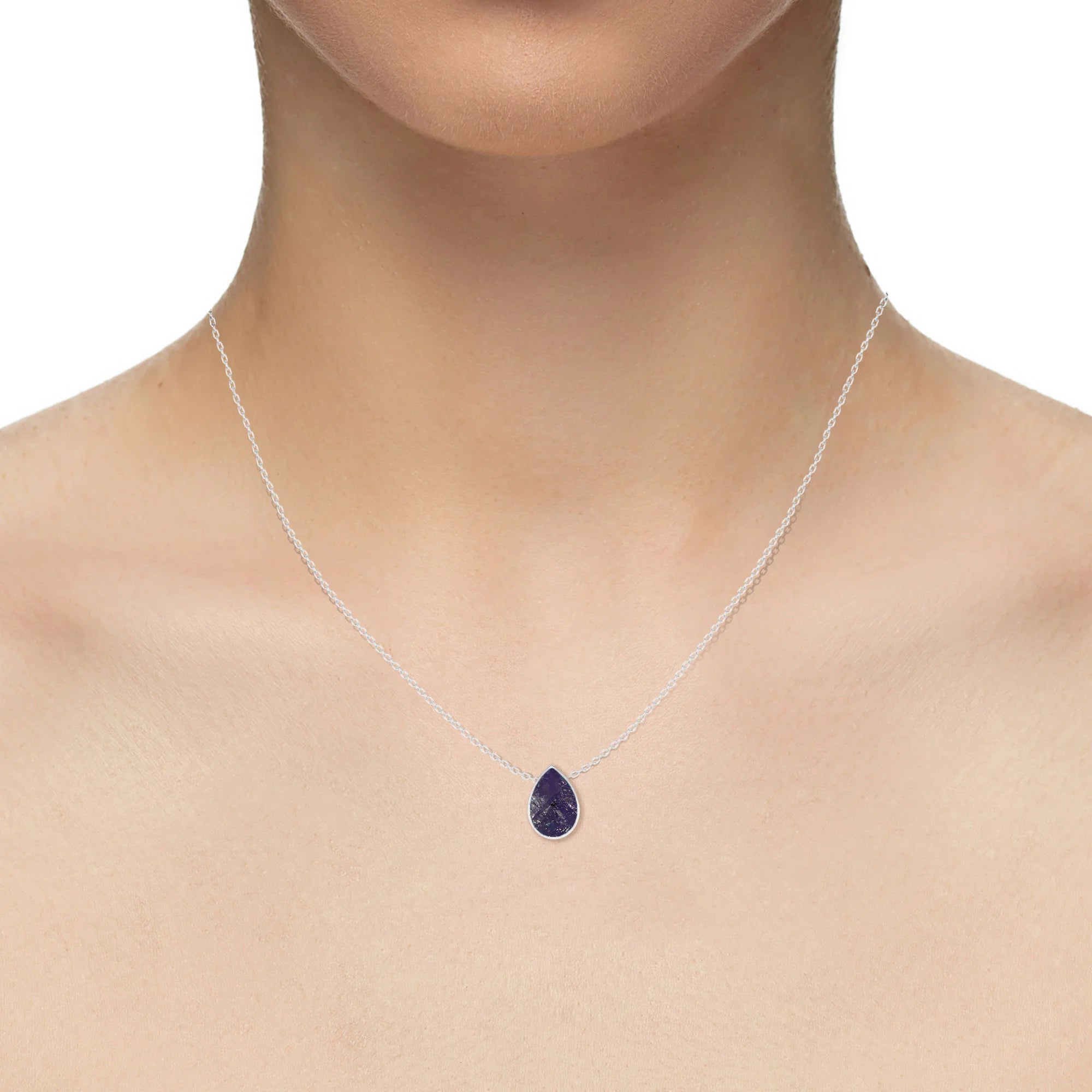 natural purple-moonstone pear shape pendant necklace
