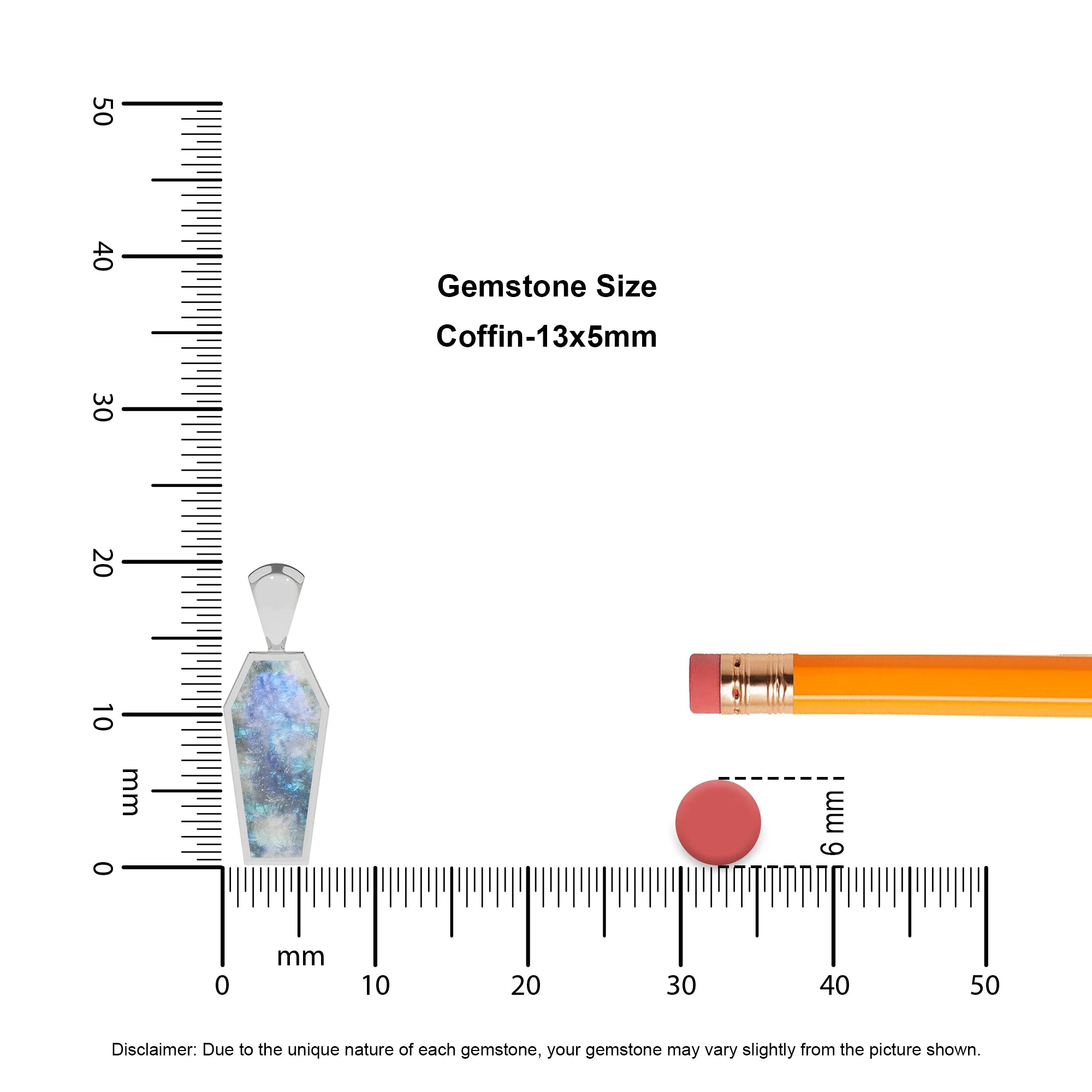 natural rainbow-moonstone coffin shape pendant necklace