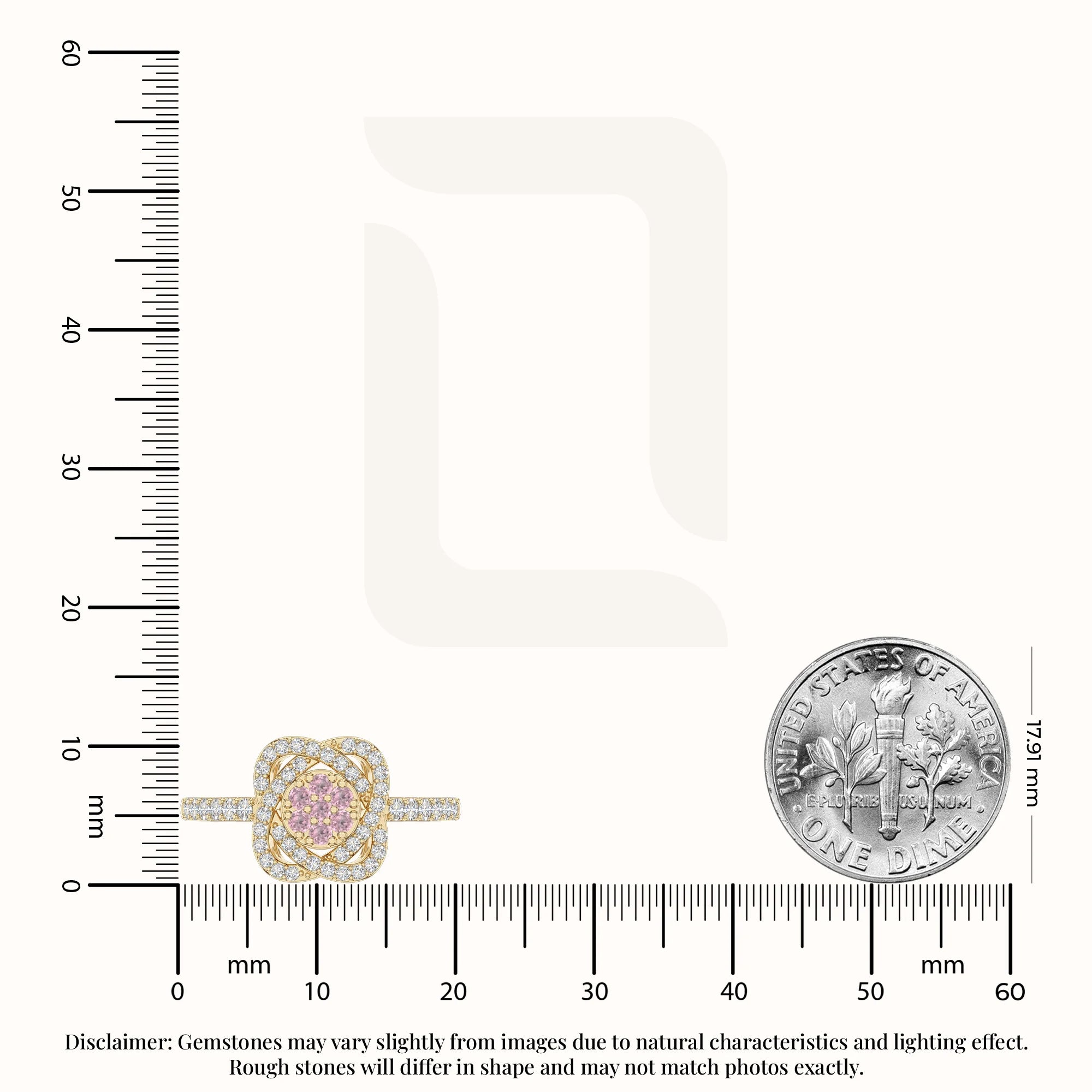 natural pink tourmaline infinity promise rings in yellow gold vermeil