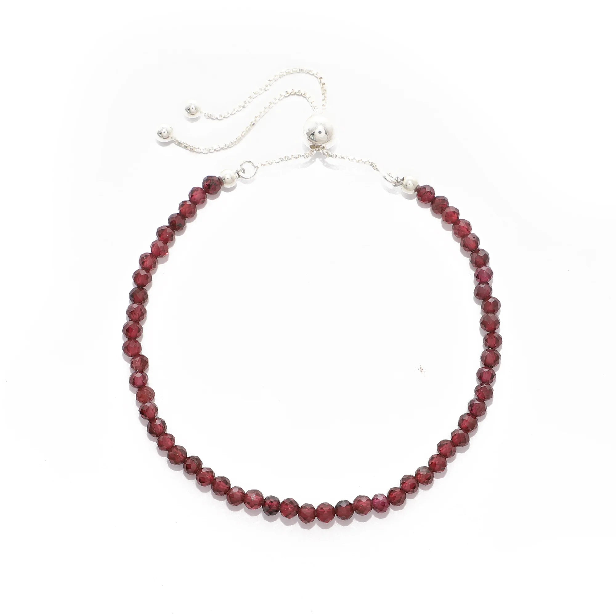 natural red-garnet round shape bolo bracelet