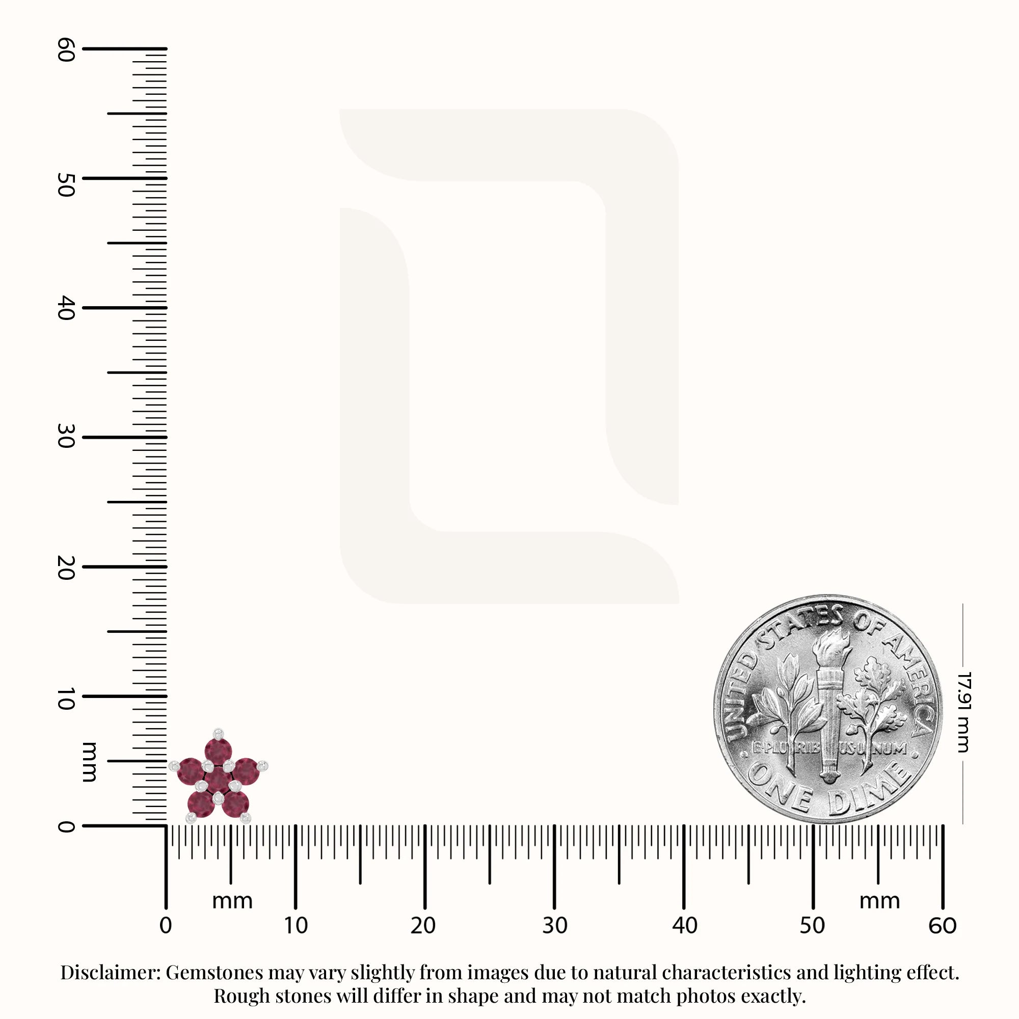 natural ruby flower stud earrings in sterling silver 