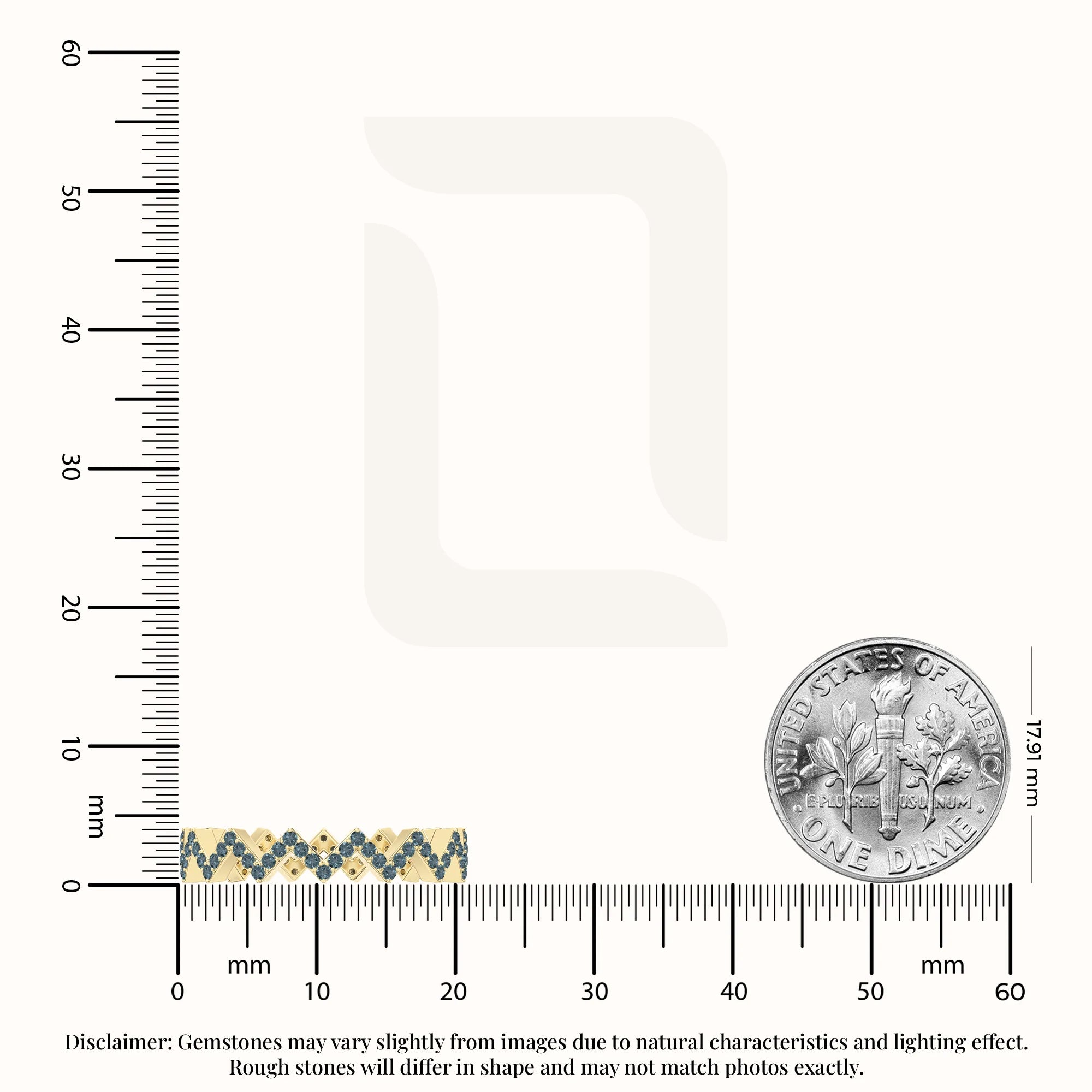 natural london blue topaz zig-zag wedding band rings in yellow gold vermeil