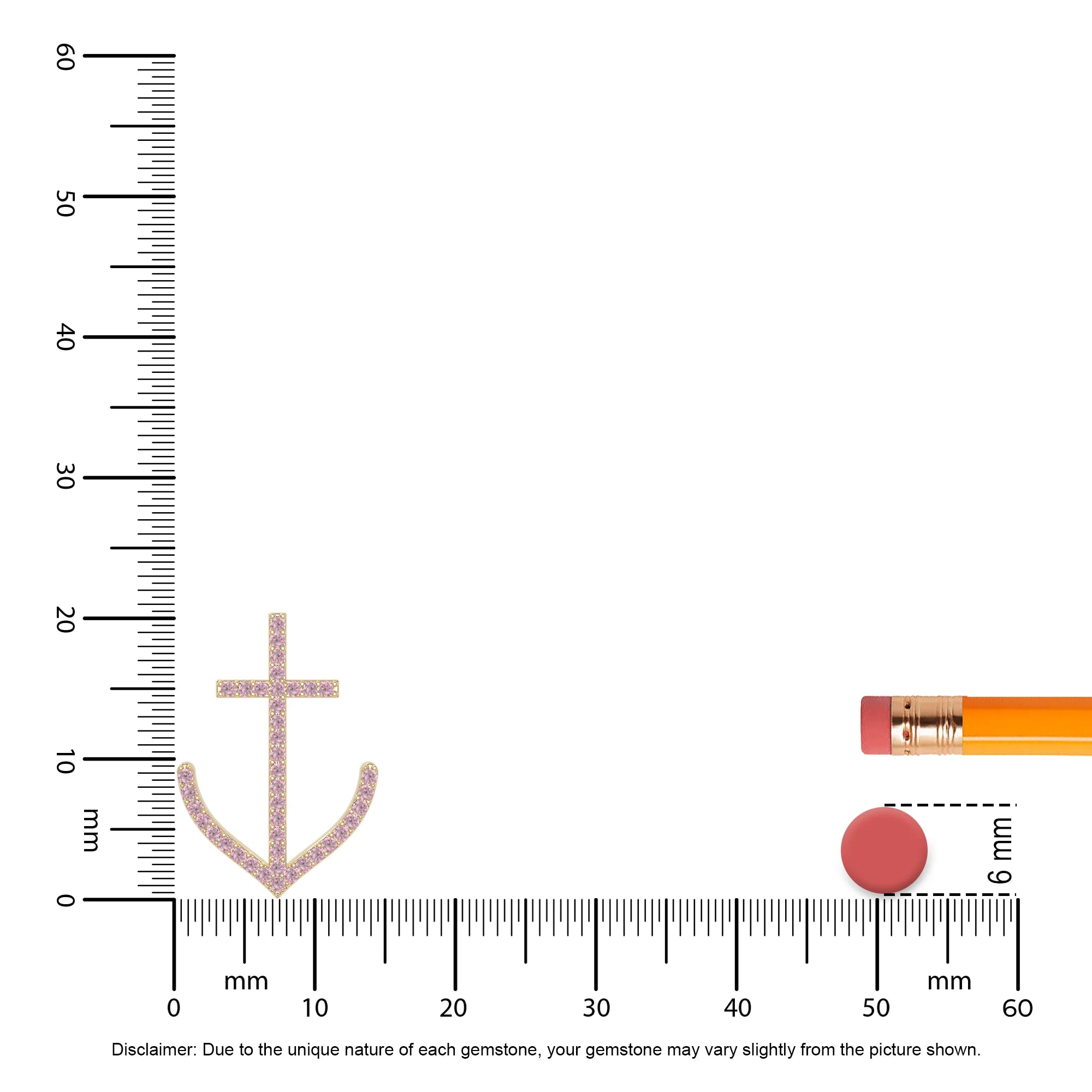 natural pink-tourmaline anchor necklaces in yellow gold vermeil 