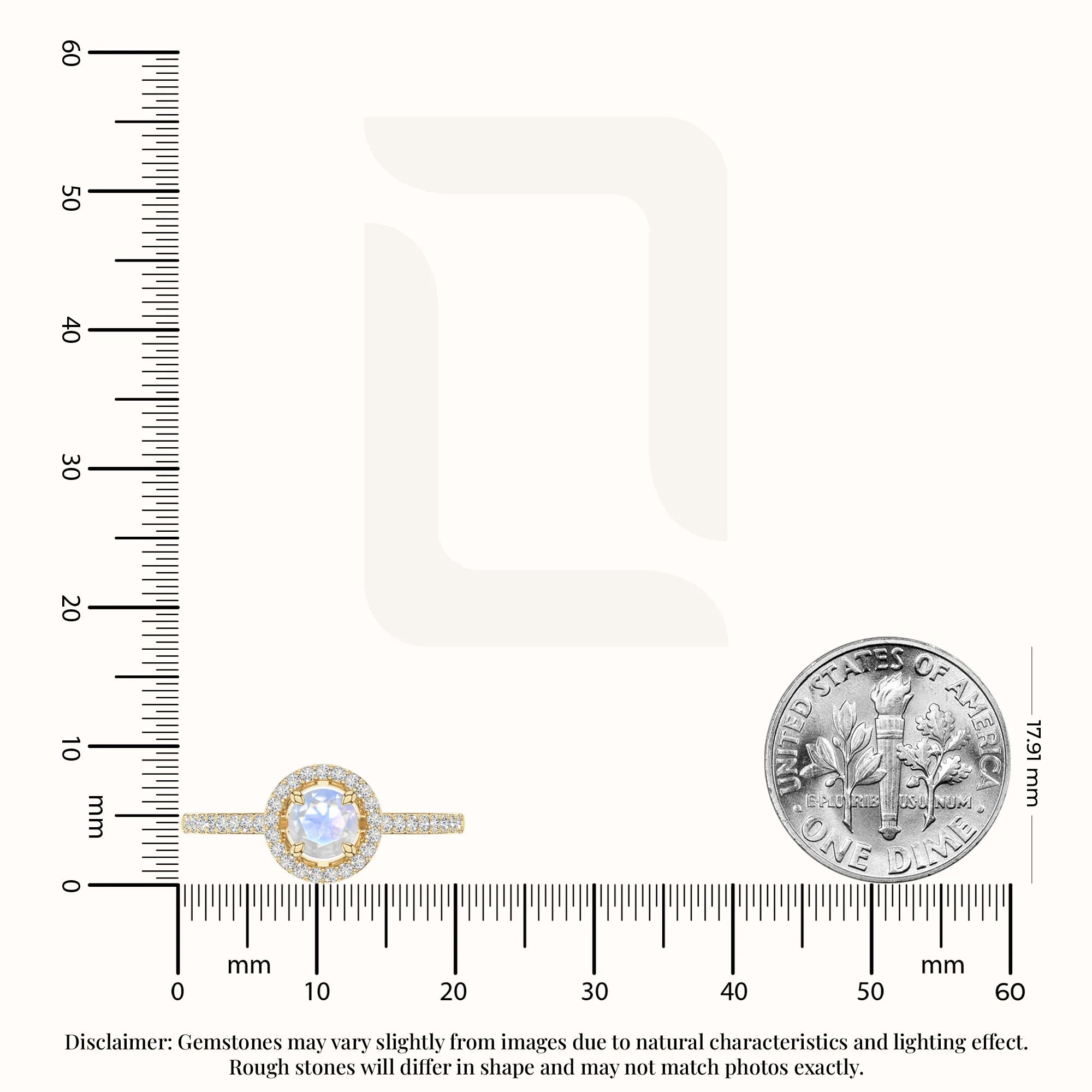 natural rainbow moonstone solitaire halo engagement rings in yellow gold vermeil