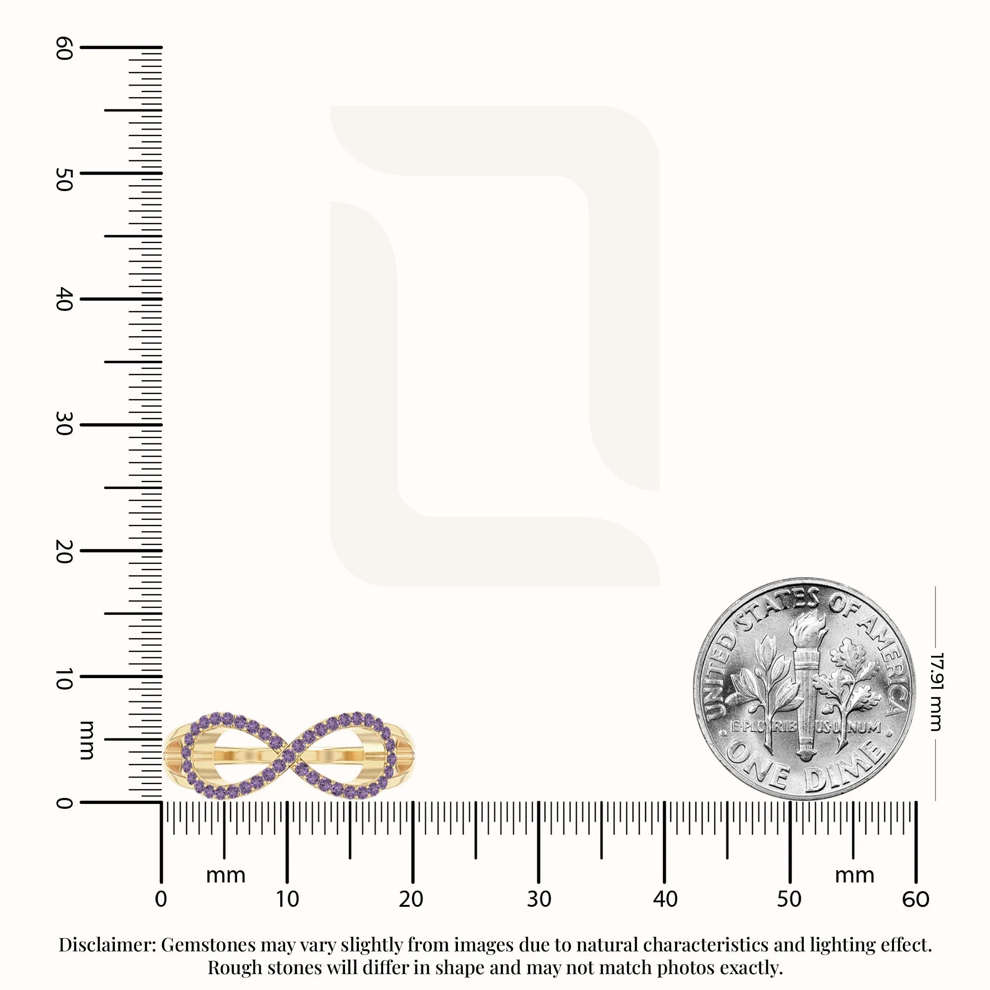 natural amethyst infinity promise rings in yellow gold vermeil