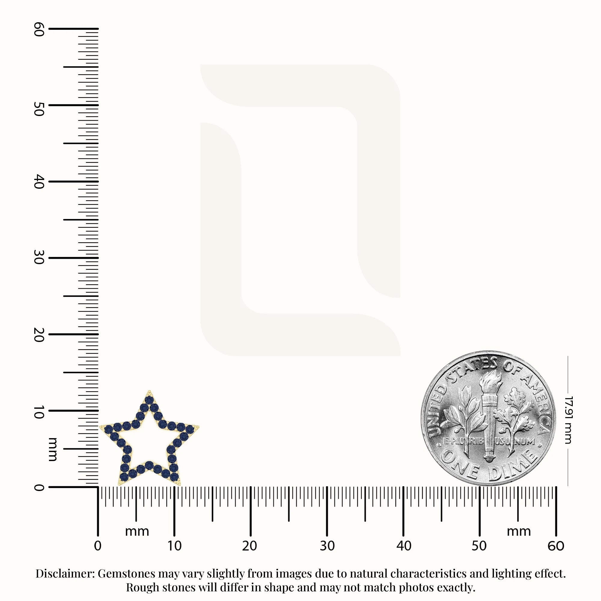 natural blue-sapphire star stud earrings in yellow gold vermeil 