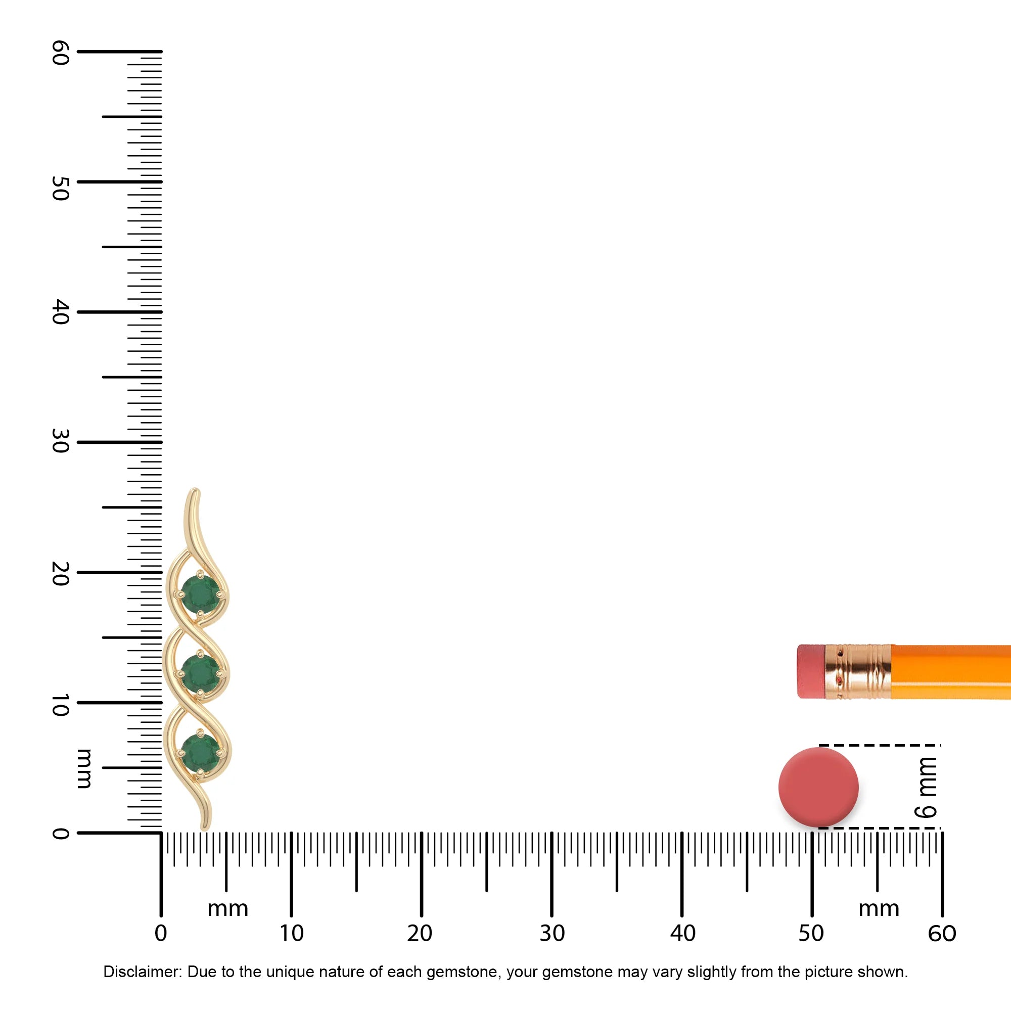 natural emerald 3 stone helix necklaces in yellow gold vermeil 